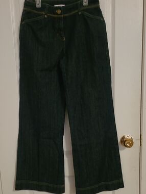 Jones New York Petite Dark Blue Wide Leg Jeans
